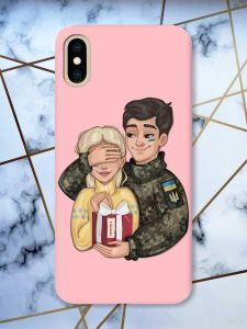 Матовий рожевий чохол на iPhone XS MAX Подарунок Перемога (патріотичний принт 178)