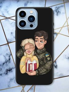 Матовий чорний чохол на Apple iPhone 13 Pro Max Подарунок Перемога (патріотичний принт 178)