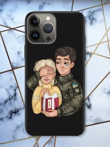 Матовий чорний чохол на Apple iPhone 13 Pro Подарунок Перемога (патріотичний принт 178)