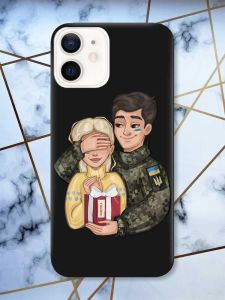 Матовий чорний чохол на Apple iPhone 12 / 12 Pro (6.1) Подарунок Перемога (патріотичний принт 178)