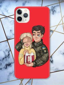 Матовий червоний чохол на iPhone 11 Pro Max (6.5) Подарунок Перемога (патріотичний принт 178)