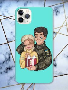 Матовий бірюзовий чохол на iPhone 11 Pro Max (6.5) Подарунок Перемога (патріотичний принт 178)