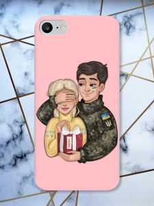 Матовий рожевий чохол на iPhone 7 / 8 Подарунок Перемога (патріотичний принт 178)