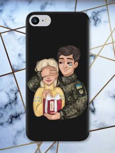 Матовий чорний чохол на iPhone 7 / 8 Подарунок Перемога (патріотичний принт 178)