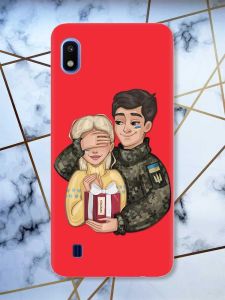 Матовий червоний чохол на Samsung Galaxy A10 (2019) A105 Подарунок Перемога (патріотичний принт 178)