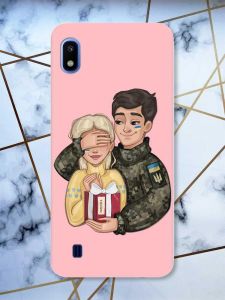 Матовий рожевий чохол на Samsung Galaxy A10 (2019) A105 Подарунок Перемога (патріотичний принт 178)