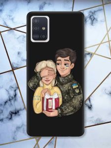 Матовий чорний чохол на Samsung Galaxy A51 Подарунок Перемога (патріотичний принт 178)