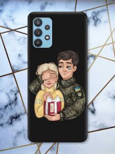 Матовий чорний чохол на Samsung Galaxy A32 Подарунок Перемога (патріотичний принт 178)