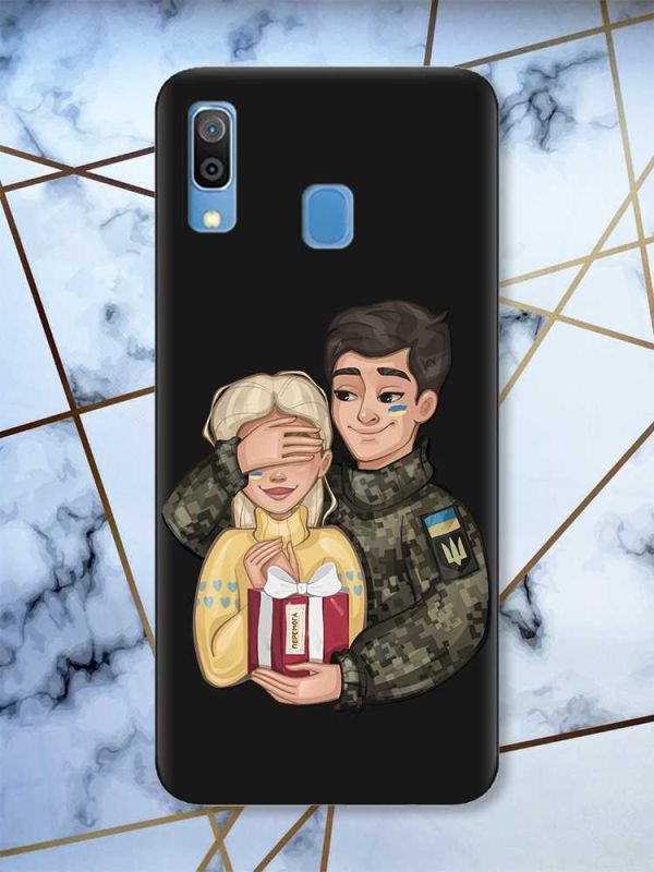 Матовий чорний чохол на Samsung Galaxy A30 (2019) / A20 (2019) Подарунок Перемога (патріотичний принт 178)
