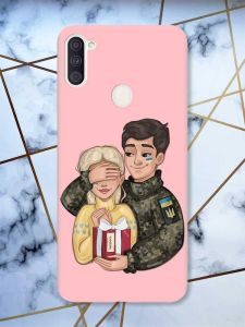Матовий рожевий чохол на Samsung Galaxy A11 Подарунок Перемога (патріотичний принт 178)