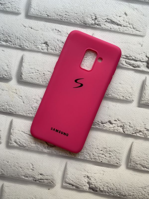 Силіконовий чохол матовий для Samsung Galaxy А5(2018) / A8(2018) Яскраво-рожевий