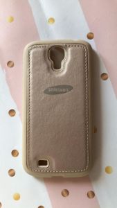 Силіконовий чохол з тисненням та вставкою для Samsung Galaxy S4 i9500 Золотий