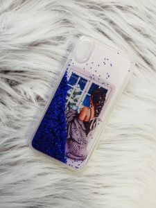 Силіконовий чохол з плаваючими блискітками на iPhone XR Дівчина біля вікна