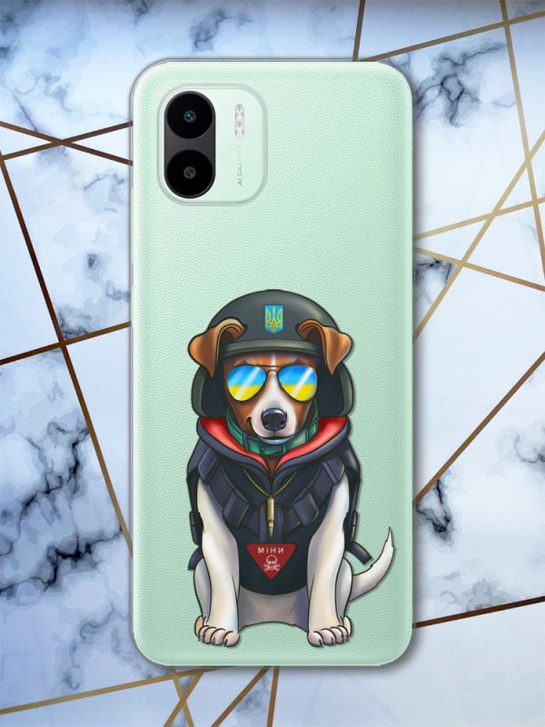 Прозорий чохол на Xiaomi Redmi A1 Пес Патрон (патріотичний принт 4)