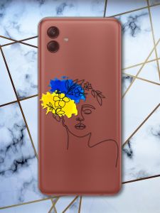 Прозорий чохол на Samsung Galaxy A04 Українка Арт (патріотичний принт 3)