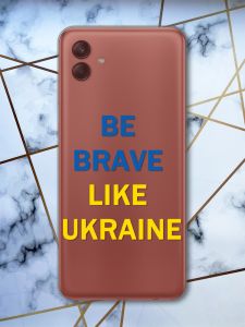 Прозорий чохол на Samsung Galaxy A04 Пес Сміливість (патріотичний принт 5)