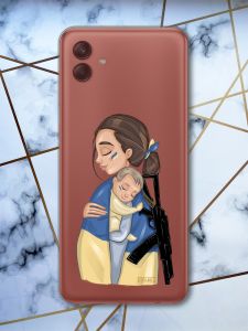 Прозорий чохол на Samsung Galaxy A04 Захисниця (патріотичний принт 20)