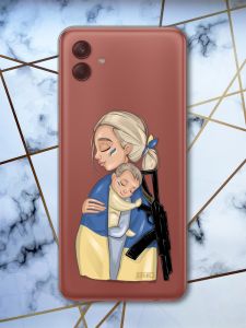 Прозорий чохол на Samsung Galaxy A04 Захисниця (патріотичний принт 21)