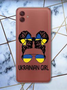 Прозорий чохол на Samsung Galaxy A04 Українська дівчина (патріотичний принт 113)