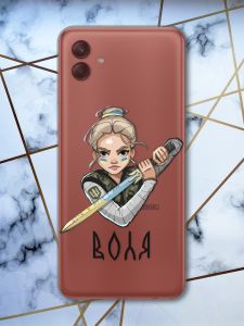 Прозорий чохол на Samsung Galaxy A04 Українська захисниця (патріотичний принт 170)