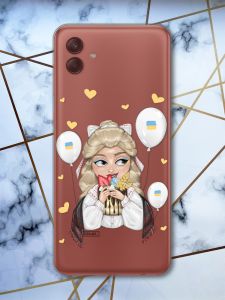 Прозорий чохол на Samsung Galaxy A04 Українка з солодощами (патріотичний принт 175)
