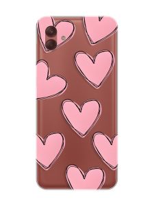 Прозорий чохол на Samsung Galaxy A04 Сердечка рожеві (принт 78)