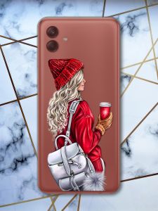 Прозорий чохол на Samsung Galaxy A04 Дівчина з рюкзаком (принт 9)