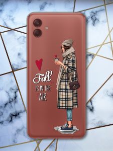 Прозорий чохол на Samsung Galaxy A04 Девушка с кофе (принт 59)