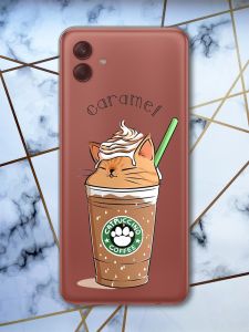Прозорий чохол на Samsung Galaxy A04 Капучіно котик (принт 97)