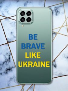 Прозорий чохол на Samsung Galaxy M33 5G Пес Сміливість (патріотичний принт 5)