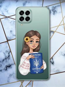 Прозорий чохол на Samsung Galaxy M33 5G Українка з паспортом (патріотичний принт 12)