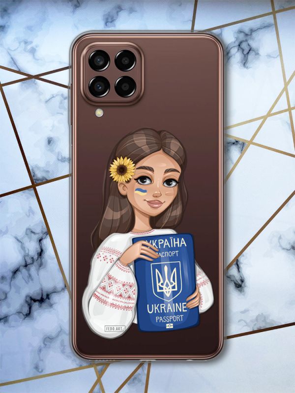 Прозорий чохол на Samsung Galaxy M33 5G Українка з паспортом (патріотичний принт 12)