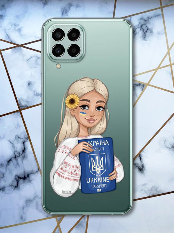 Прозорий чохол на Samsung Galaxy M33 5G Українка з паспортом (патріотичний принт 13)