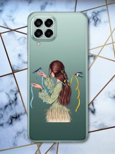 Прозорий чохол на Samsung Galaxy M33 5G Дівчина з ластівками (патріотичний принт 16)