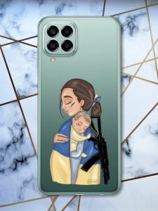 Прозорий чохол на Samsung Galaxy M33 5G Захисниця (патріотичний принт 20)