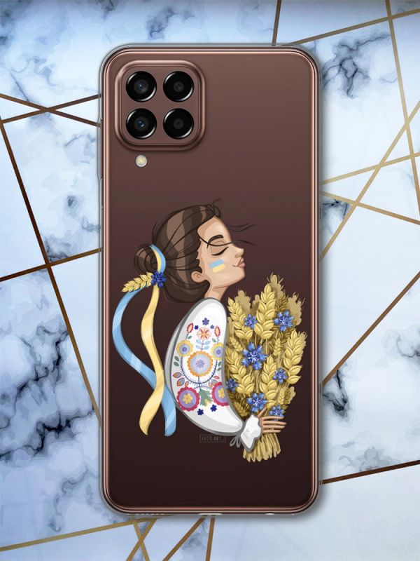 Прозорий чохол на Samsung Galaxy M33 5G Українка з колосками (патріотичний принт 172)