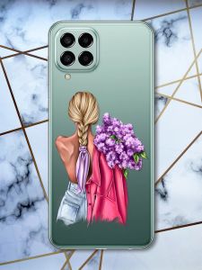 Прозорий чохол на Samsung Galaxy M33 5G Дівчина з бузком (принт 7)