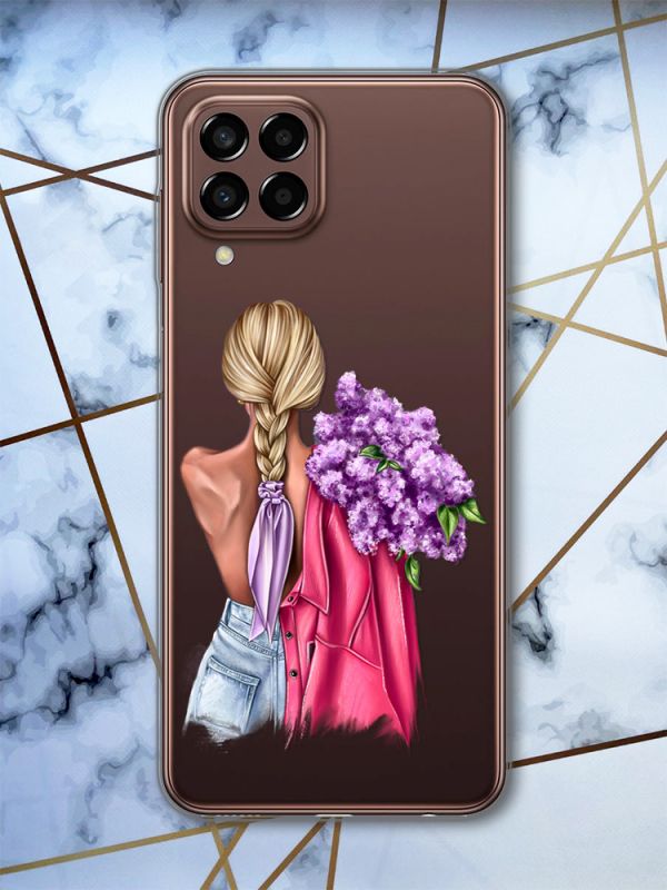 Прозорий чохол на Samsung Galaxy M33 5G Дівчина з бузком (принт 7)