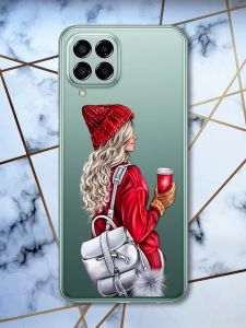 Прозорий чохол на Samsung Galaxy M33 5G Дівчина з рюкзаком (принт 9)