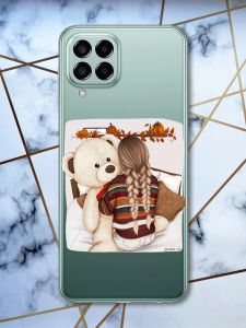 Прозорий чохол на Samsung Galaxy M33 5G Дівчинка з ведмедиком (принт 117)