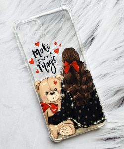 Чохол з потовщеними кутами на Samsung Galaxy A22 4G / M22 / M32 Дівчина з ведмедиком (принт 188)