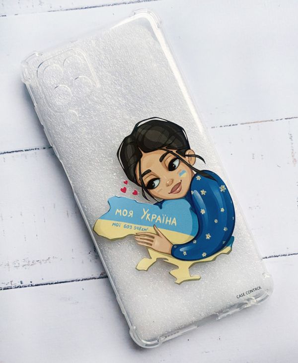 Прозорий чохол з потовщеними кутками на Samsung Galaxy M32/M22/A22 4G Моя Україна (патріотичний принт 2)