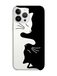 Прозорий чохол із захистом камери на iPhone 14 Pro Котики (принт 118)