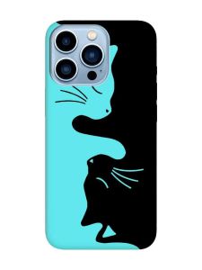 Матовий бірюзовий чохол на Apple iPhone 13 Pro Max Котики (принт 118)