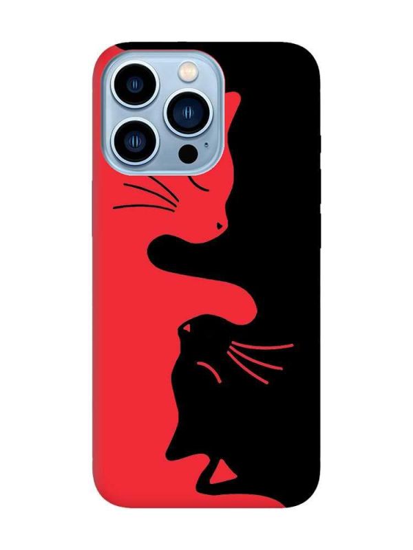 Матовий червоний чохол на Apple iPhone 13 Pro Max Котики (принт 118)