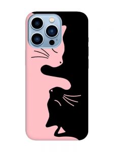 Матовий рожевий чохол на Apple iPhone 13 Pro Max Котики (принт 118)