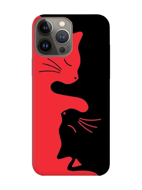 Матовий червоний чохол на Apple iPhone 13 Pro Котики (принт 118)