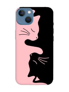 Матовий рожевий чохол на Apple iPhone 13 Котики (принт 118)