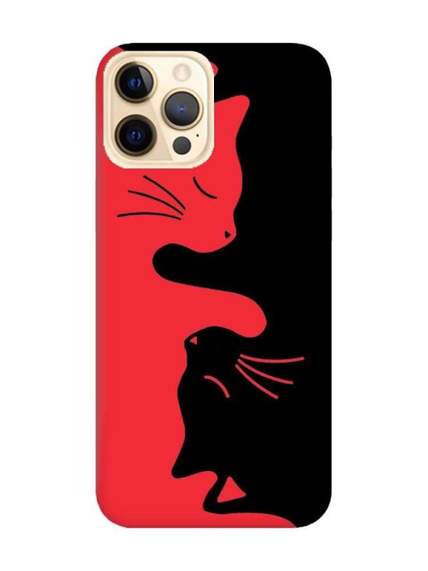 Матовий червоний чохол на Apple iPhone 12 Pro Max Котики (принт 118)