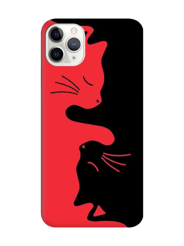 Матовий червоний чохол на iPhone 11 Pro Max (6.5) Котики (принт 118)